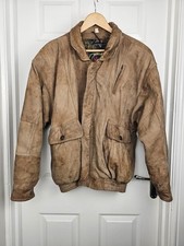 Skin Flair Mens Vintage Full Zip Collared Distressed Leather Jacket - L/Large -
