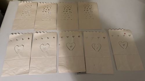 White candle bags heart - white,