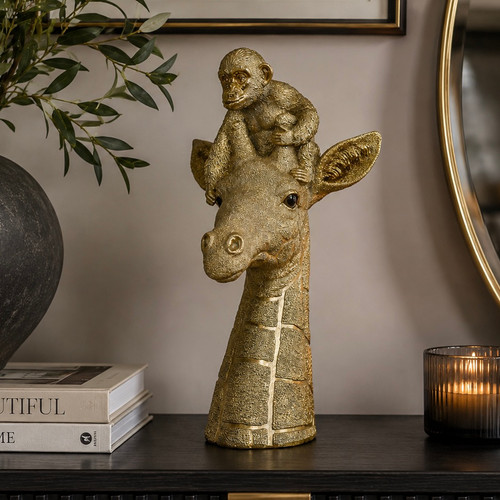 Gold giraffe monkey ornament - monkey,