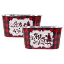 2Pc Metal Tin Trough 25cm Pot