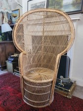 Vintage Peacock Wicker Chair