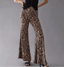 By Anthropologie Drapey Flare Pants Bell Bottom Mod Tropical Tribal Size 6