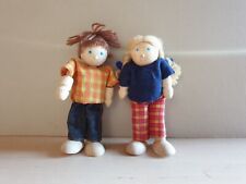 Retired cute Pintoy pair of figures with checkered clothing