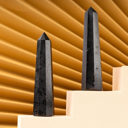 Black tourmaline crystal tower - black,
