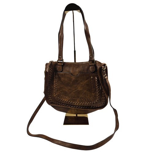 Brown vegan leather whipstitch - leather,