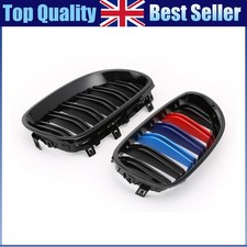FOR BMW E60 E61 M5 STYLE FRONT KIDNEY GRILLE DOUBLE SLAT GLOSS BLACK GRILLE