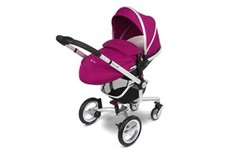 Silver Cross Surf Travel System includes Carrycot & Pushchair Raspberry