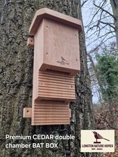 BAT BOX - Large Double Chamber Cedar Wooden Bat House for UK Bat Roosting