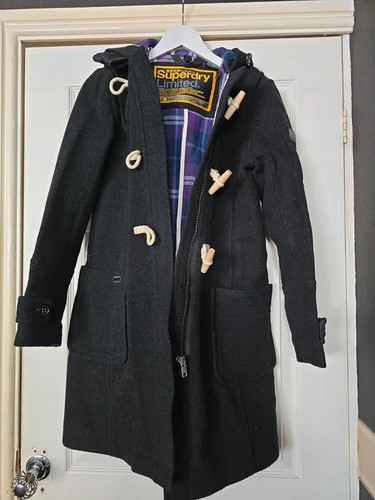 Superdry black wool hooded