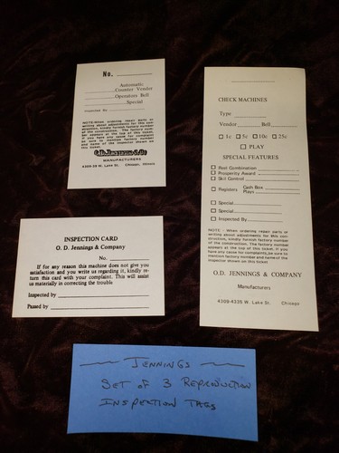 Jennings inspection tags set - inspection, tags,