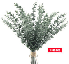 1-100pc Artificial Eucalyptus Fake Leaf Green Plant Silk Flowers Stem Home Decor