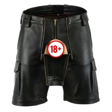 Men's Black Leather Bondage Shorts – Biker, Fetish & Clubwear Streetwear UK