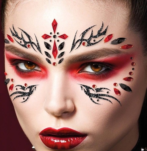 Halloween adhesive face gems - halloween,