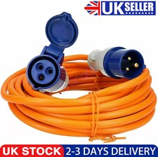 Orange 10 Metre 230v Caravan Camping Electric Hook Up Extension Mains Cable Lead