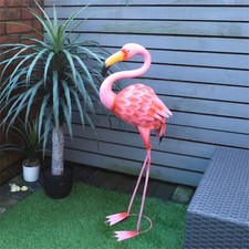 89cm Pink Metal Flamingo Garden Ornament - Indoor Outdoor Decor Decoy Bird Pink