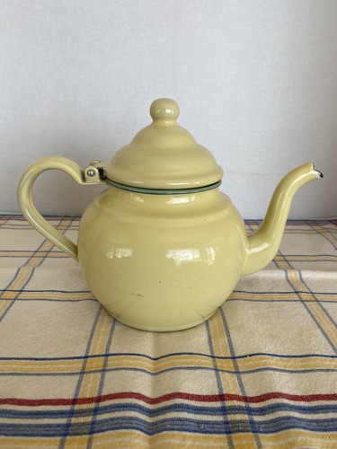 Vintage yellow enamelware tea - vintage,