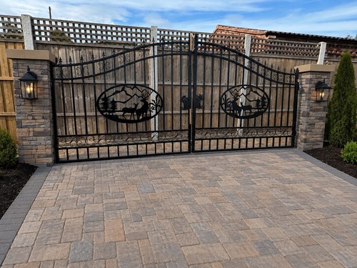 Black metal driveway gates - black,