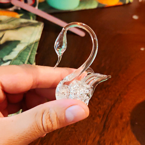 Clear glass crystal swan - clear,