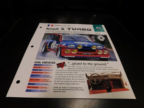 1980 1986 renault turbo - 5, spec