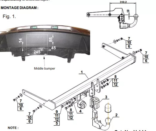 Detachable swan neck tow - tow, bar