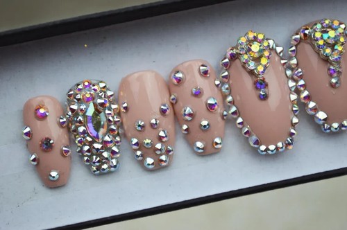 Nude nails with diamantes