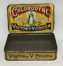 Antique VICTORY CHLORODYNE  Cough Lozenges Grocery Shop Advertising Litho Tin