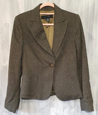 Zara Woman Wool Mix Jacket Size UK 10 EU 38 Blazer Cropped Herringbone