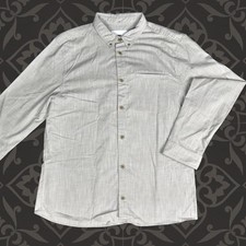 Finisterre mens Long Sleeve grey Shirt button up Size Extra Large XL soft