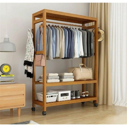 Natural wooden clothes rail - wooden,