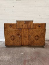 Antique Art Deco Burr Walnut skyscraper stepped Drinks Cocktail Cabinet