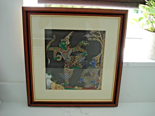 Vintage thai silk screen art - silk,