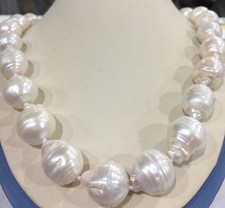 RARE HUGE 15X20MM NATURAL WHITE SOUTH SEA BAROQUE KESHI PEARL NECKLACE 18 INCH