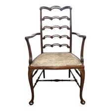 Antique inlaid mahogany salon armchair - bedroom chair - occasional chair