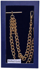 Jean Pierre Rolled Gold Double Albert T Bar Pocket Watch Chain (alb006)
