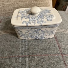 Burleigh Ware Blue Asiatic Pheasants Butter Dish