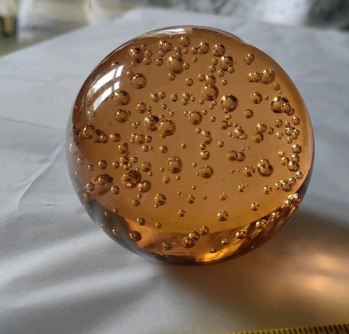 Large orange glass paperweight - large,