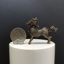 chinese bronze casting mini fengshui kylin statue figure art collectable