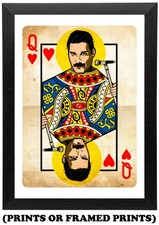 Vintage Freddie Mercury Queen Of Hearts Playing Card Poster Print A5 A4 A3 #212