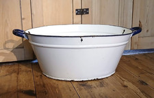 LARGE VINTAGE ENAMEL TUB PLANTER ICE BUCKET