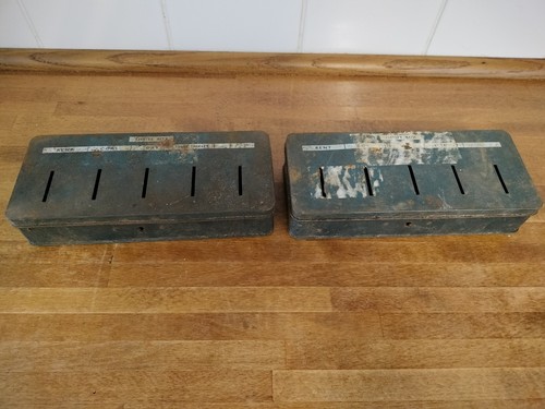 Vintage tin thrift boxes - tin,