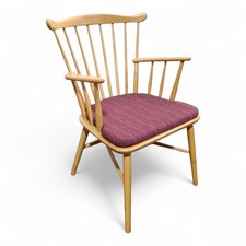 Danish Farstrup solid wood armchair - beech spindle back chair = 1 of Pair