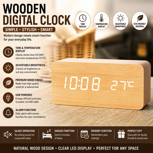 Wooden led digital - wooden,
