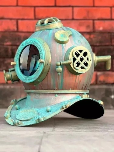 Brown brass diving helmet - brown, uk