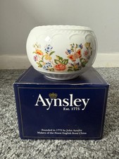 FINE BONE CHINA Aynsley White Cottage Garden Floral Pot Pourri Bowl WITH BOX