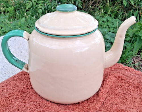 Vintage enamel teapot - enamel,