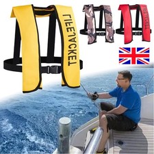 Inflatable Life Jacket 150N Buoyancy Professional Sailing Boat Adults Vest`UK