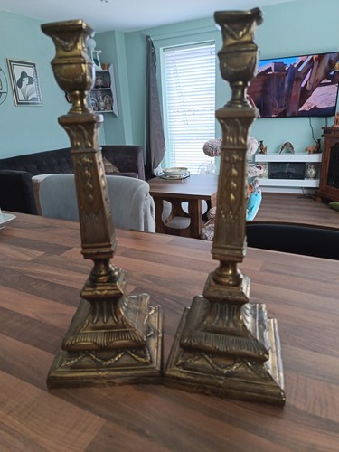 Pair 19c pressed brass - pressed,