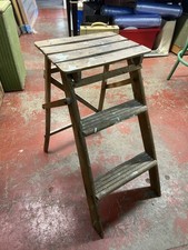 VINTAGE WOODEN FOLDING STEP STOOL / LIBRARY STEPS / PLANT STAND  
