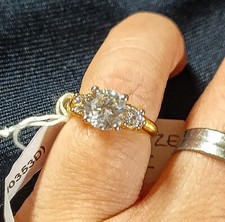 925 Silver & CZ Gold Plated Ring Ex High St Stock