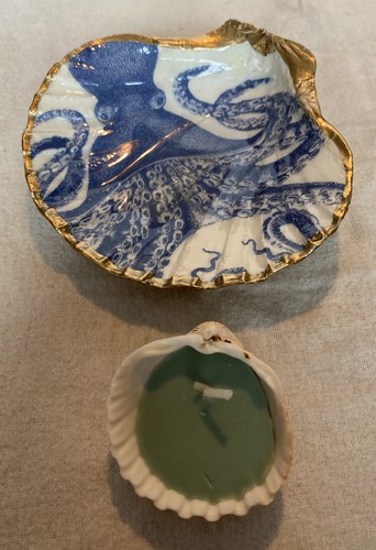 Hand decorated scallop shell - hand,